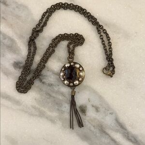 Vintage Signed Gerard Yosca 1960 1970s Pearl and Gemstone Pendant Necklace